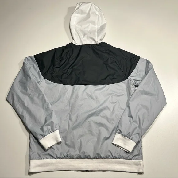 Nike Men's Sportswear Windbreaker Hooded Jacket White Black Grey Size Large - Picture 3 of 8